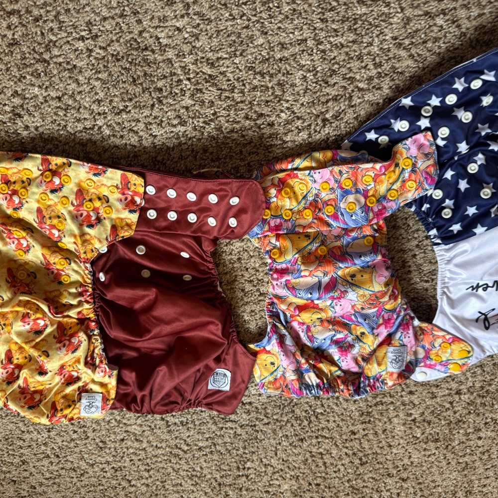 Cloth Diapers with liners.